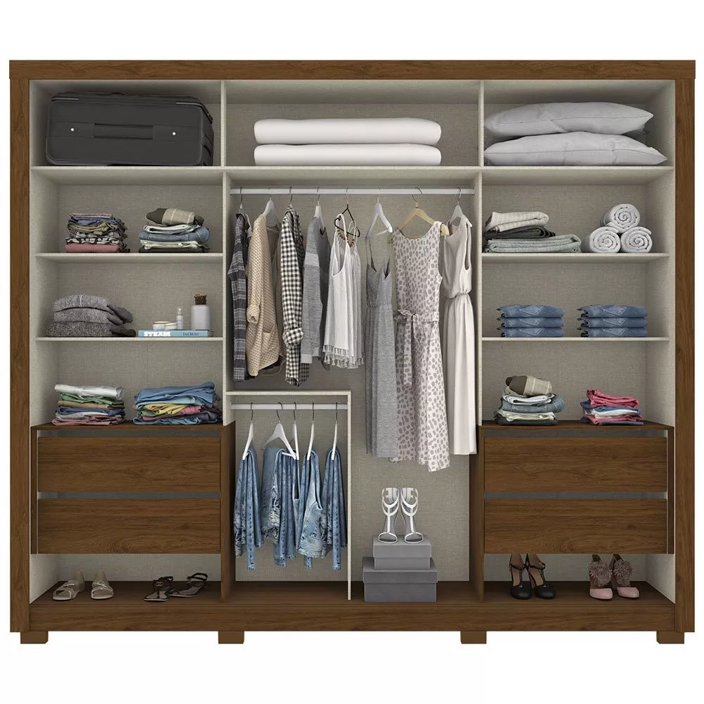 Guarda Roupa Casal Henn 2 Portas de Correr 4 Gavetas Thor