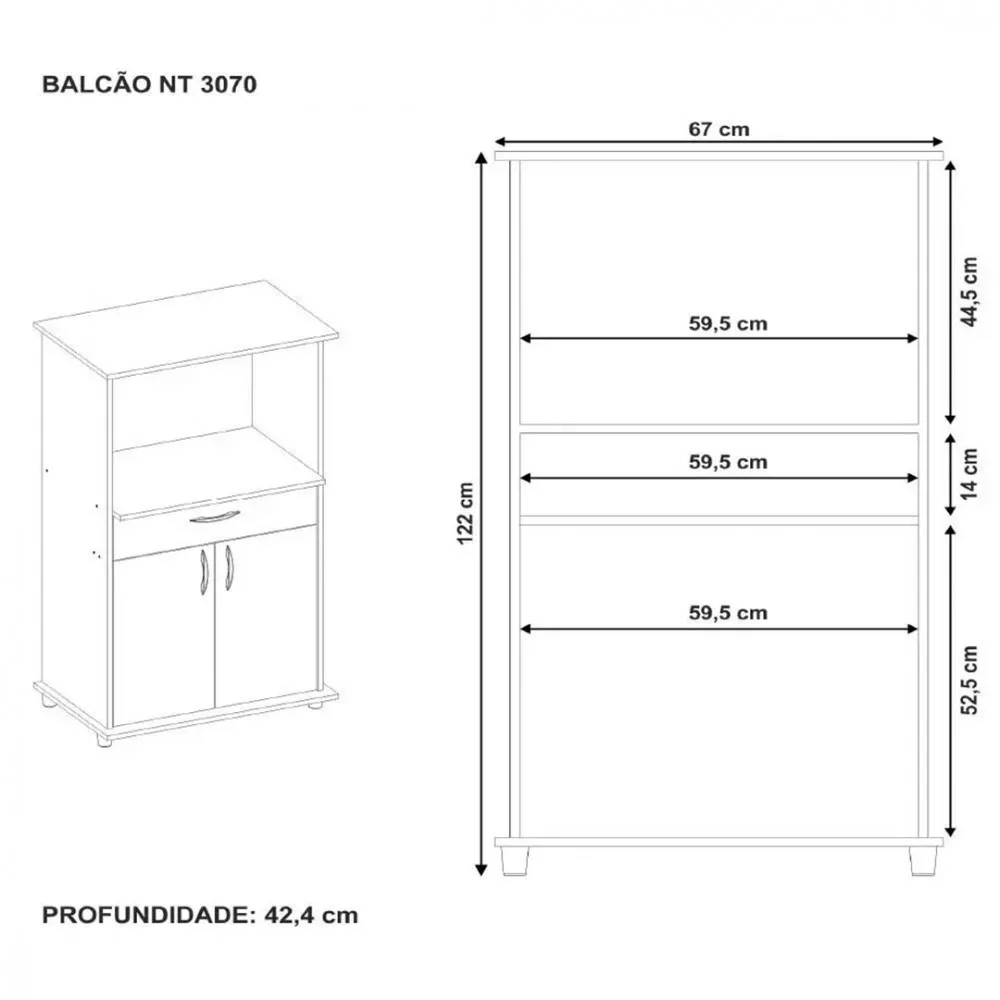 Balcão Notável Multiuso Para Micro-Ondas/Forno