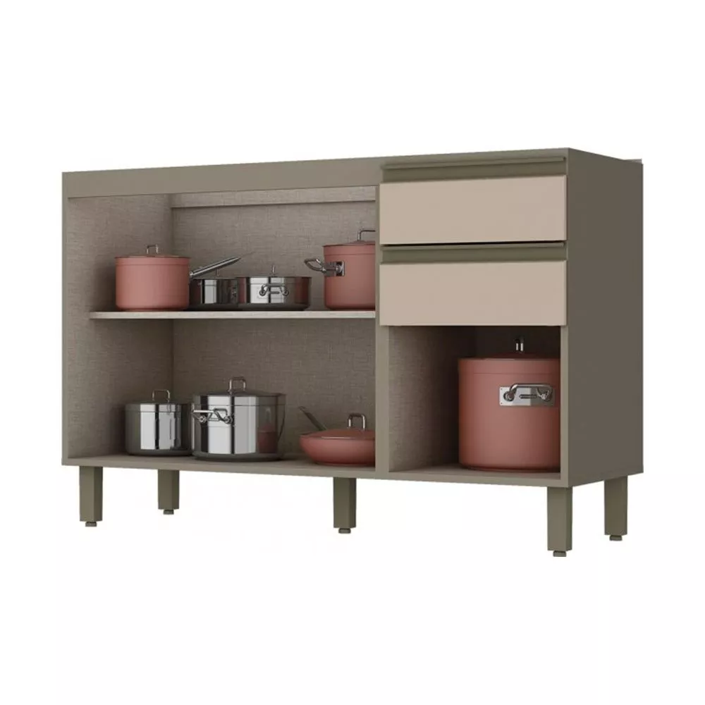 Balcão para Pia 2 Gavetas 3 Portas 120 cm Henn