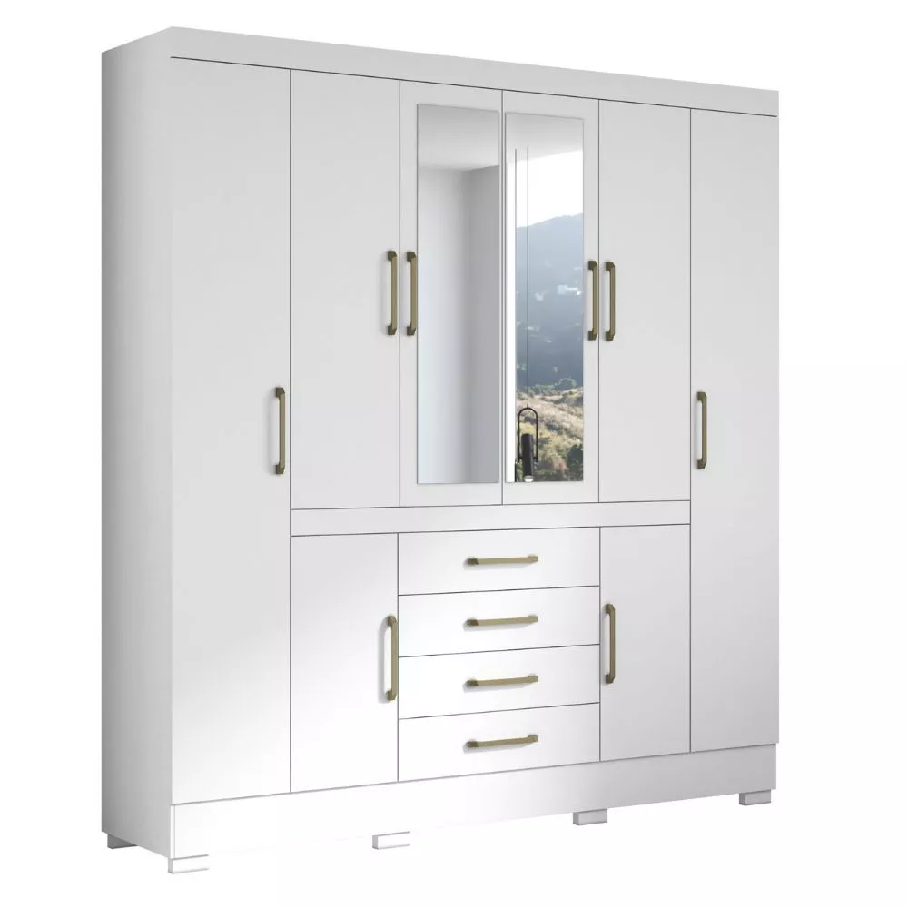 Guarda Roupa Napoli 8 Portas 4 Gavetas Com Espelho Aramoveis