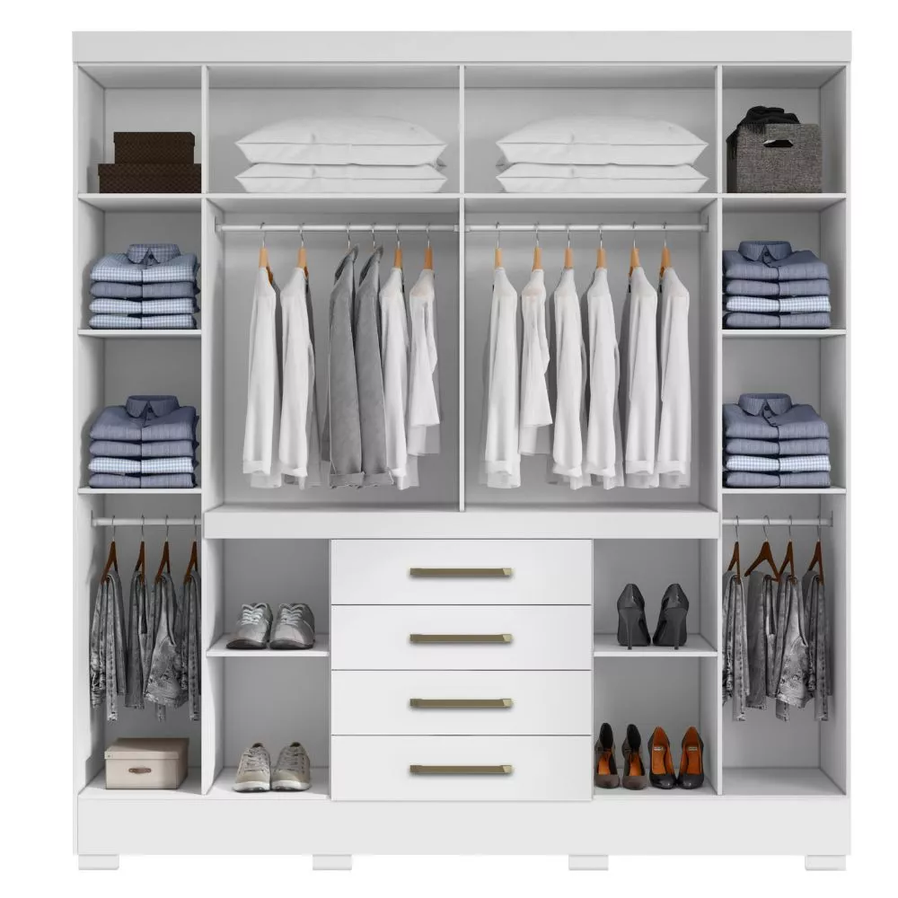 Guarda Roupa Napoli 8 Portas 4 Gavetas Com Espelho Aramoveis