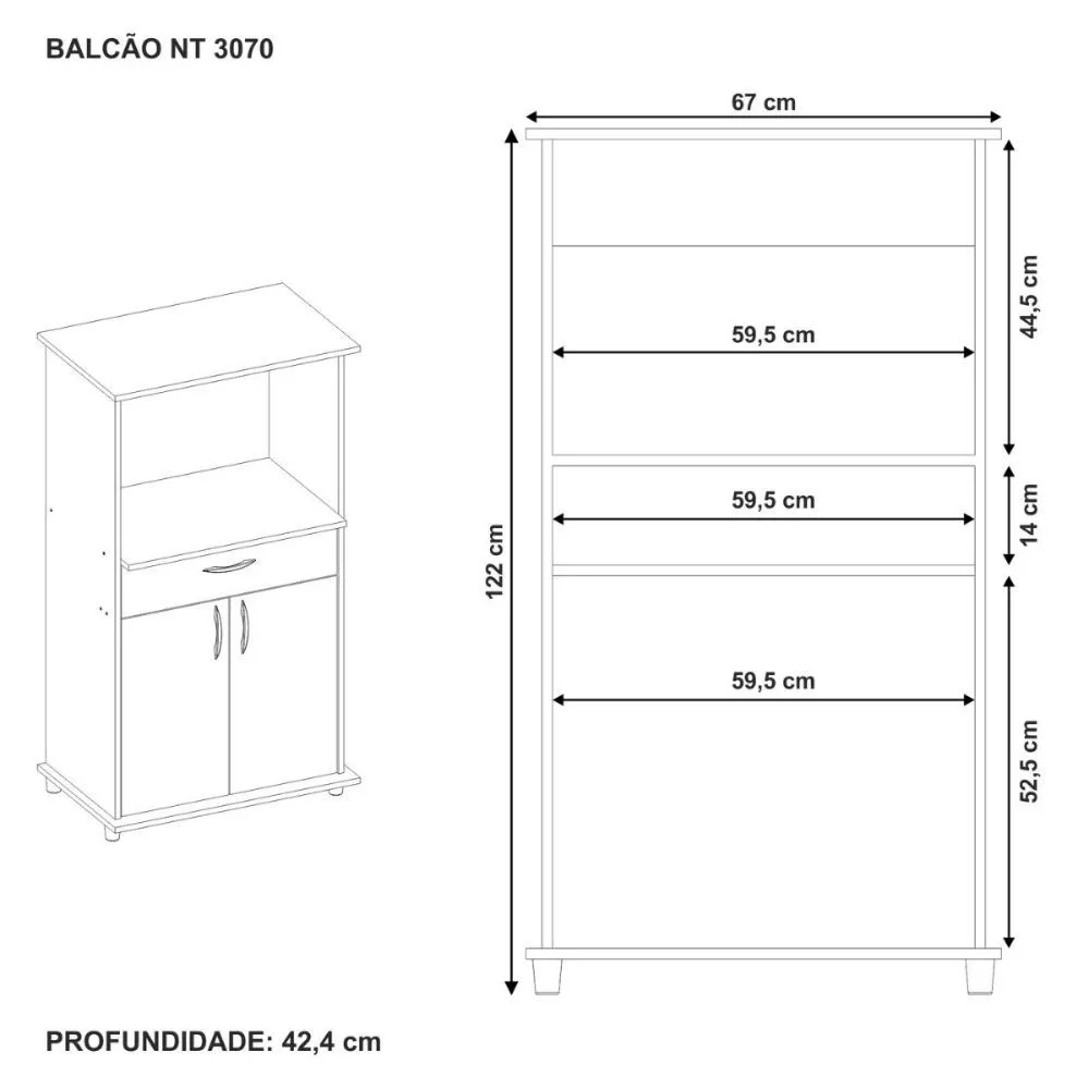 Balcão Notável Multiuso Para Micro-Ondas/Forno