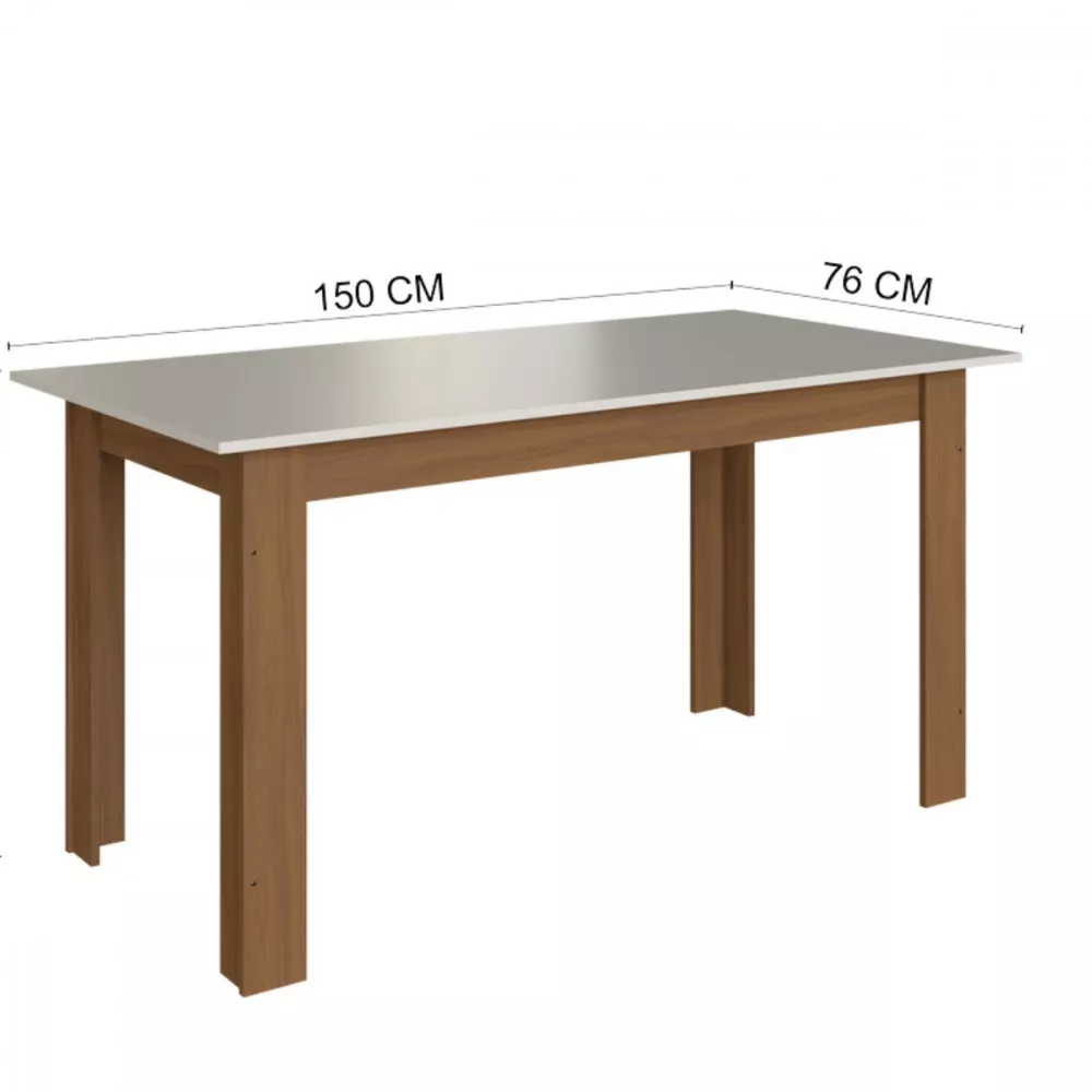 Conjunto De Mesa 1,50cm Belgica Com 6 Cadeiras Indekes