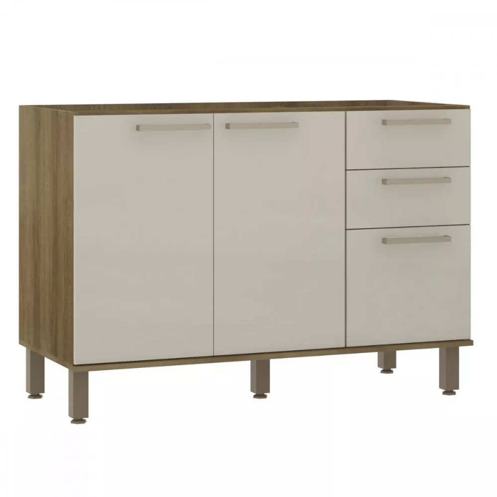 Balcão 3 Portas 2 Gavetas Sem Tampo 1,20cm Luciane Isis