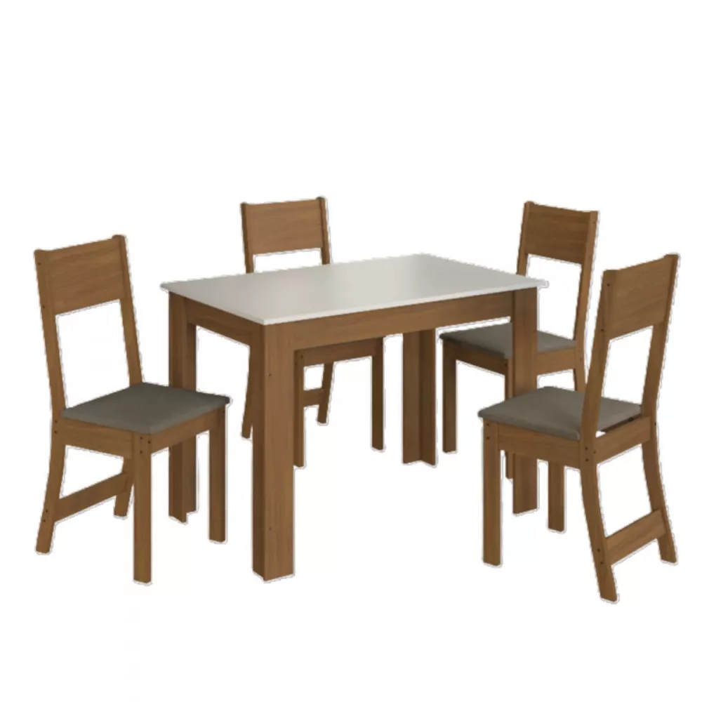 Conjunto De Mesa 1,08cm Belgica Com 4 Cadeiras Indekes