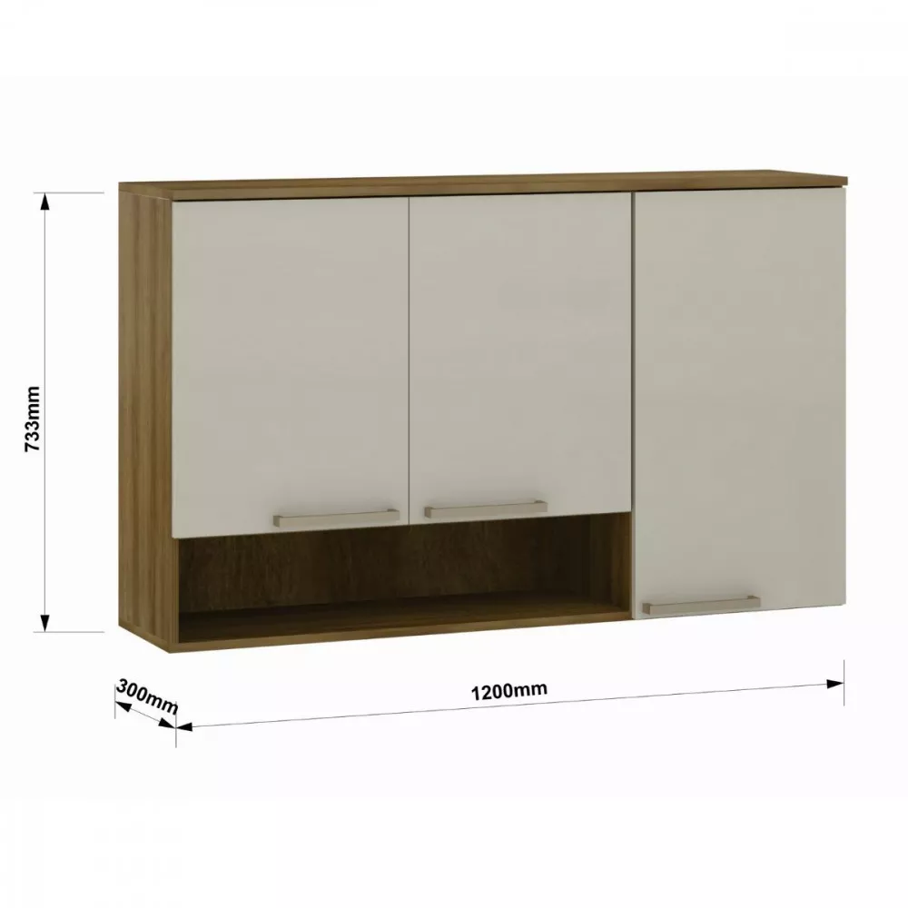 Armário Aéreo 3 Portas 1,20cm Isis Luciane