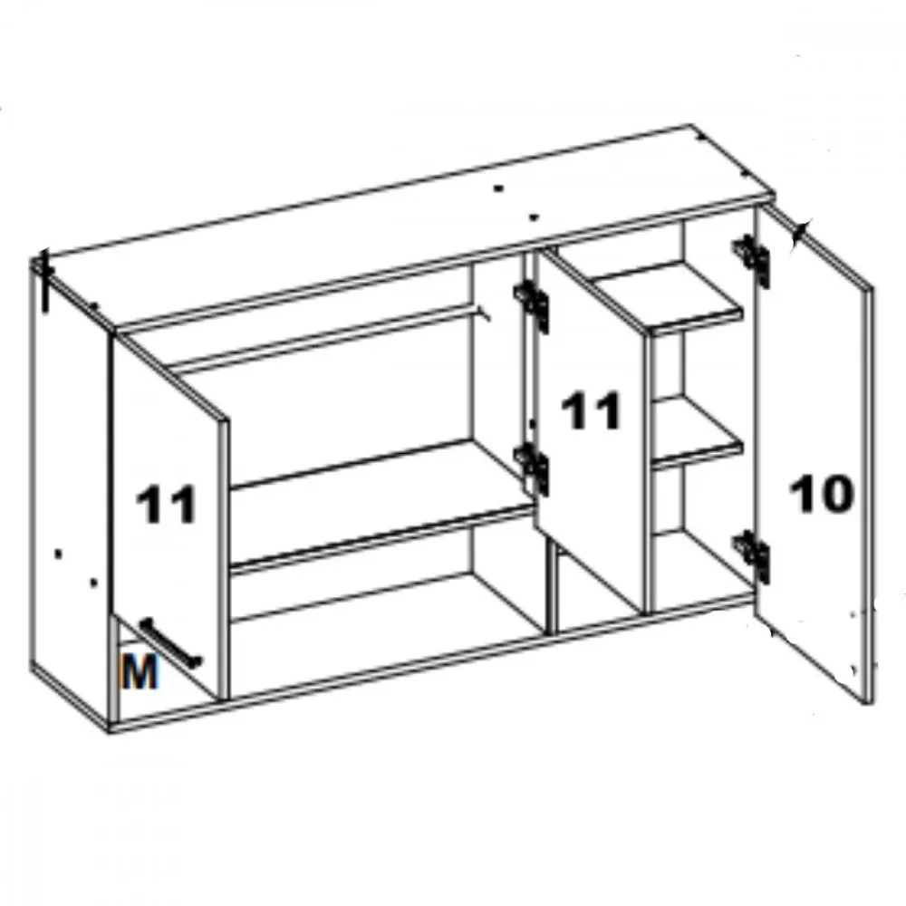Armário Aéreo 3 Portas 1,20cm Isis Luciane