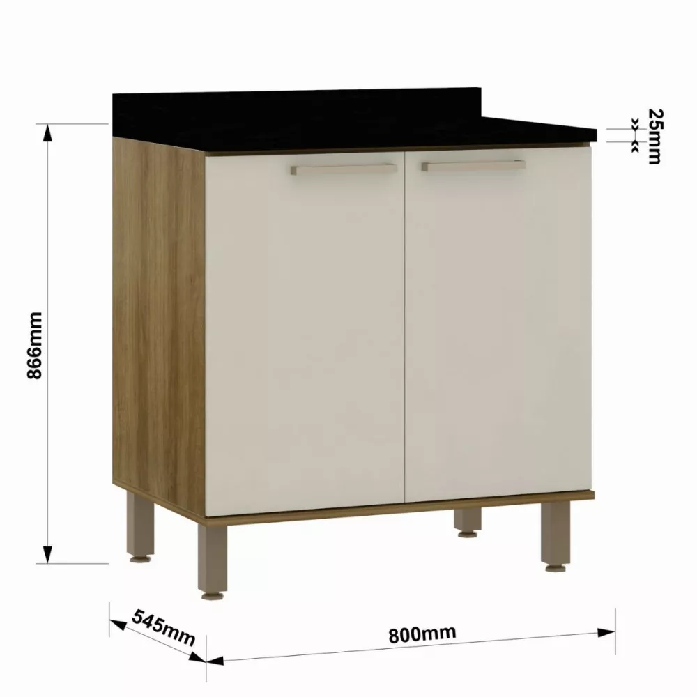 Balcão 2 Portas Com Tampo 80cm Luciane Isis