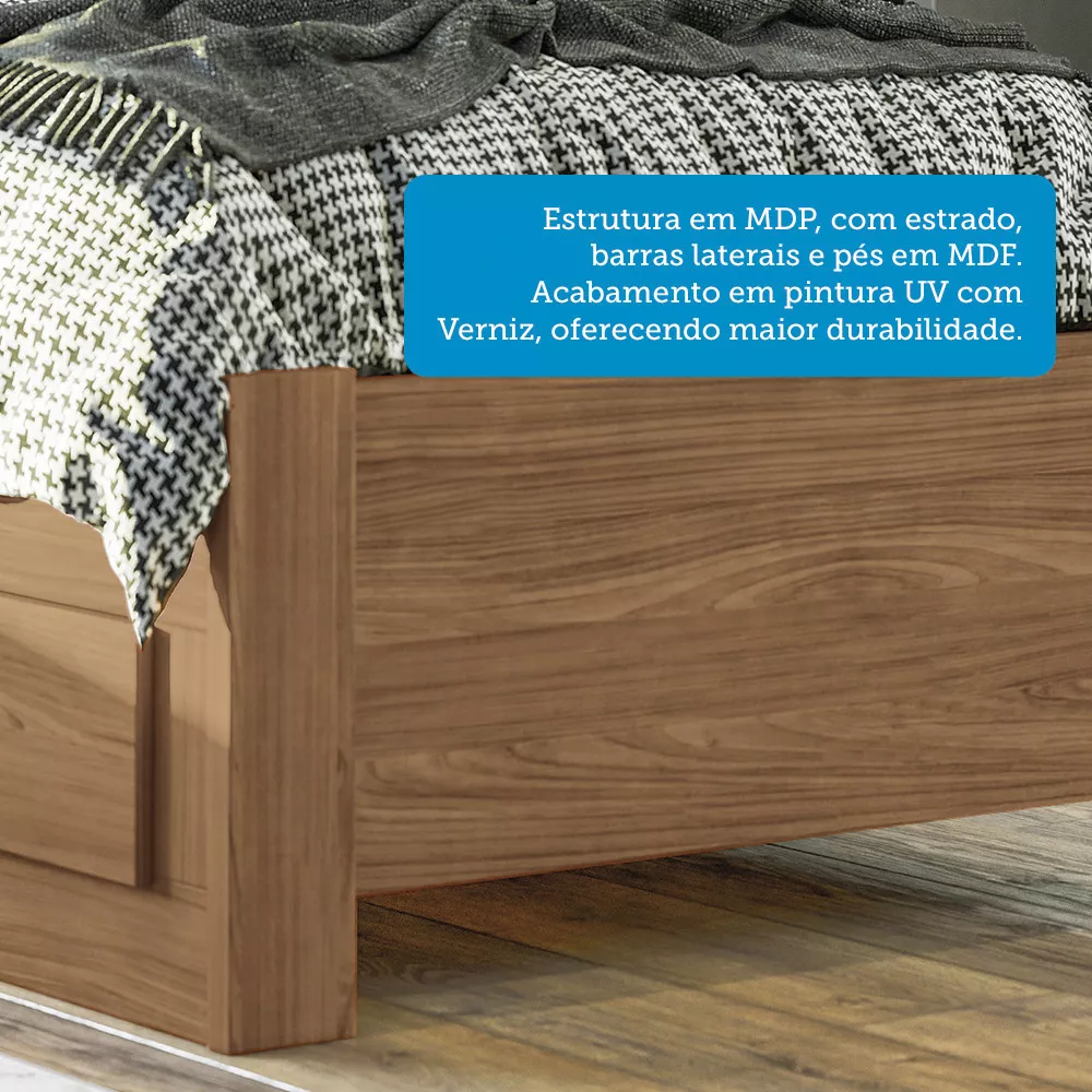 Cama de Solteiro com 2 Gavetas e Baú Invicta Santos Andirá