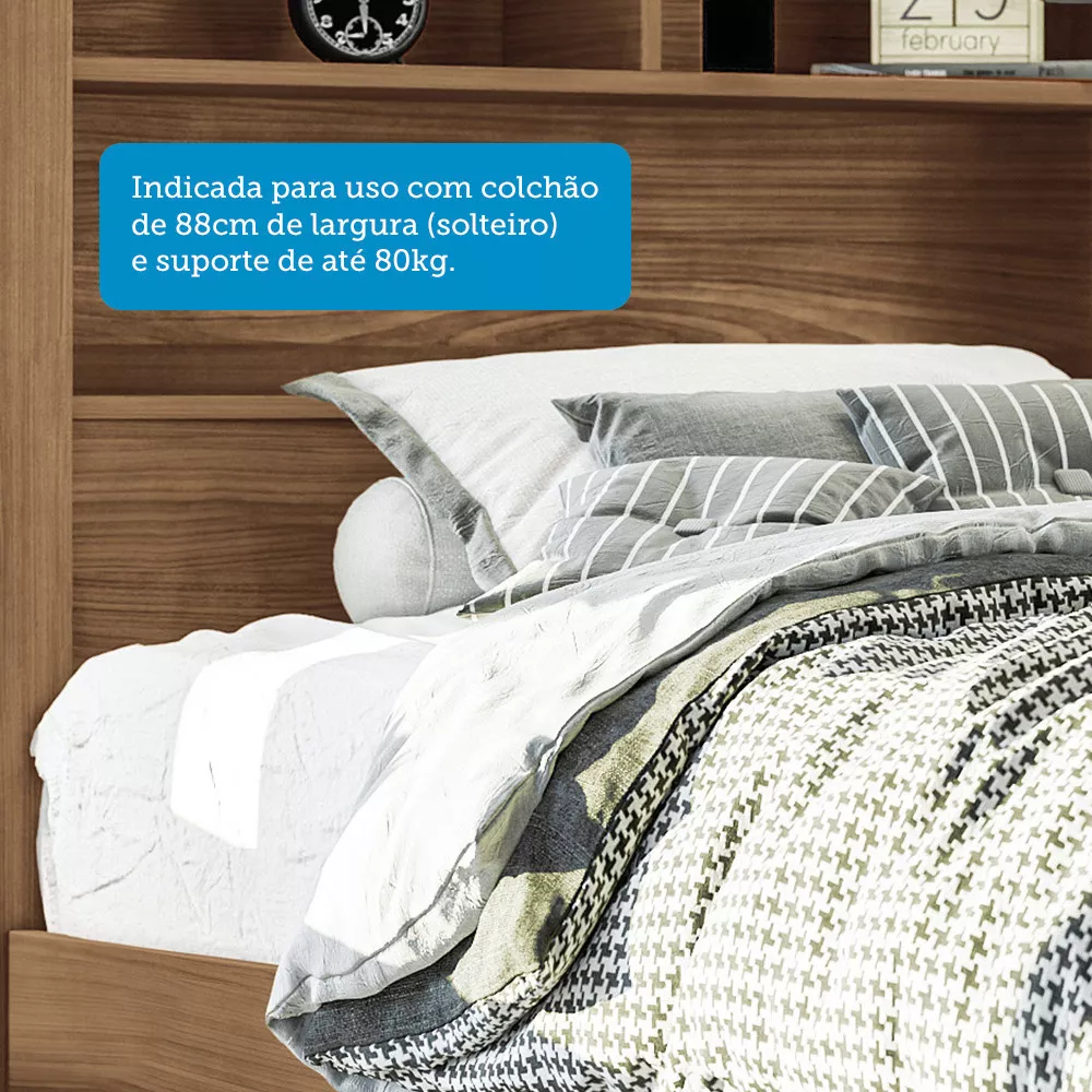 Cama de Solteiro com 2 Gavetas e Baú Invicta Santos Andirá