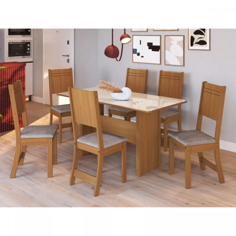 Image 0 of 6 of Conjunto De Mesa 1,50cm Com 6 Cadeiras Dublin Indekes