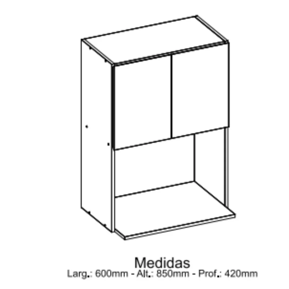 Armário Aéreo Slim 2 portas com nicho para Micro Luciane 60cm