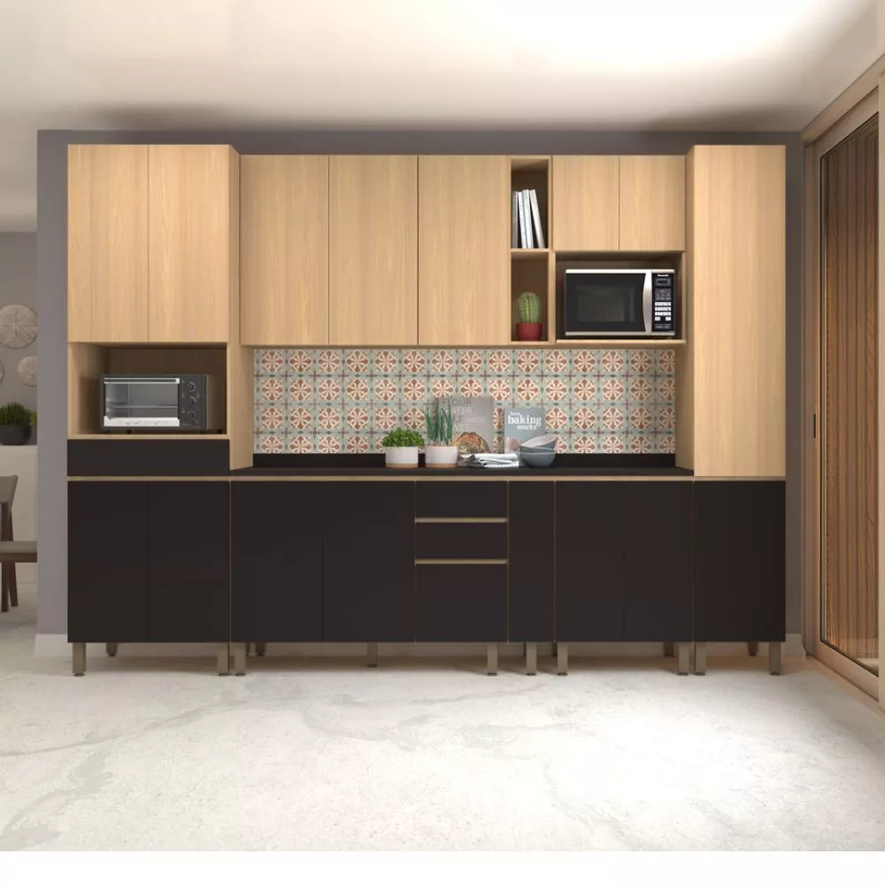 Armário Aéreo Slim 2 portas com nicho para Micro Luciane 60cm