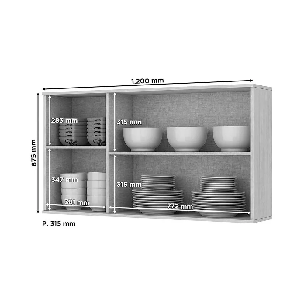 Armário Aéreo Henn 3 Portas Connect C56 1,20 cm