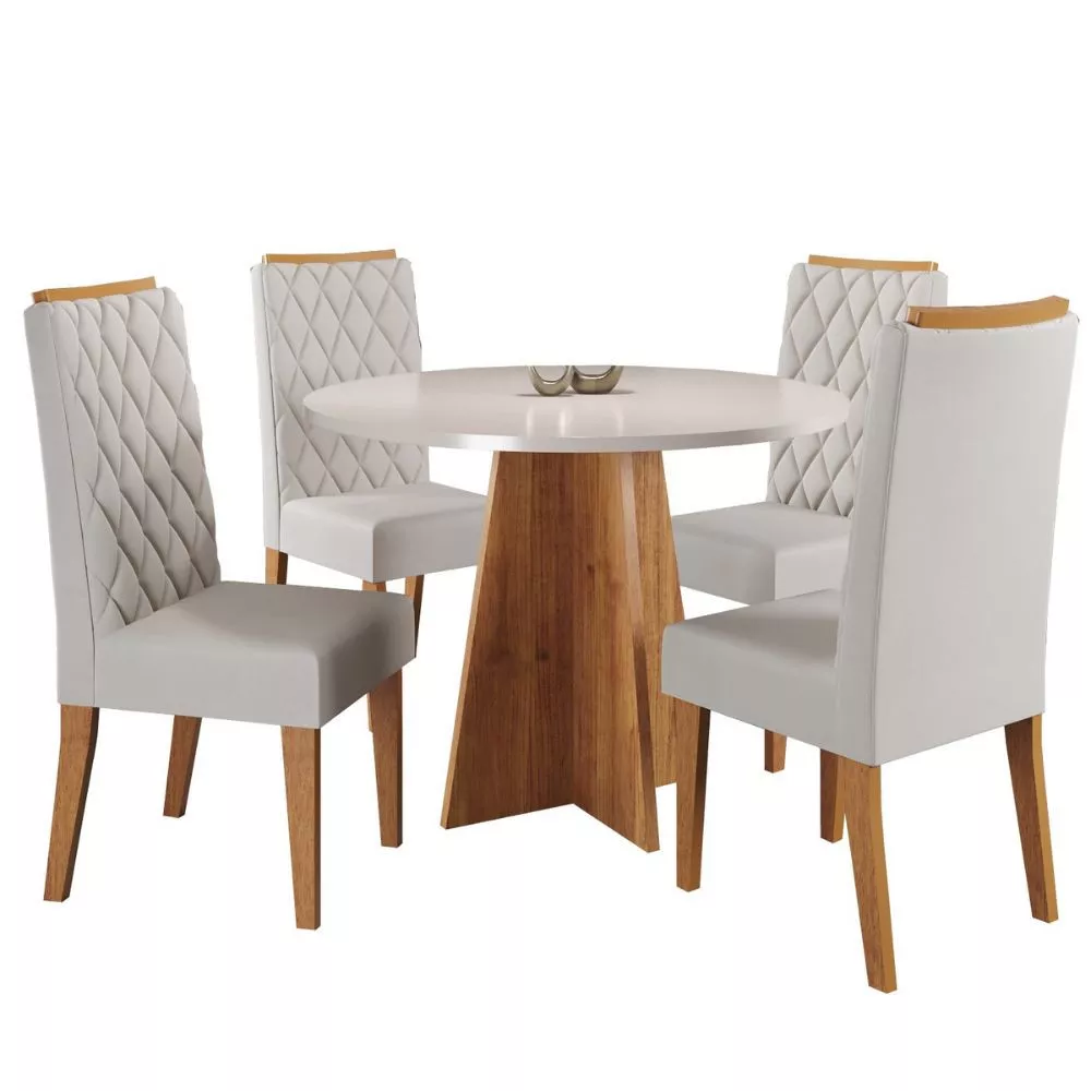 Conjunto Sala de Jantar Mesa Columbia Com 4 Cadeiras Iza Viero