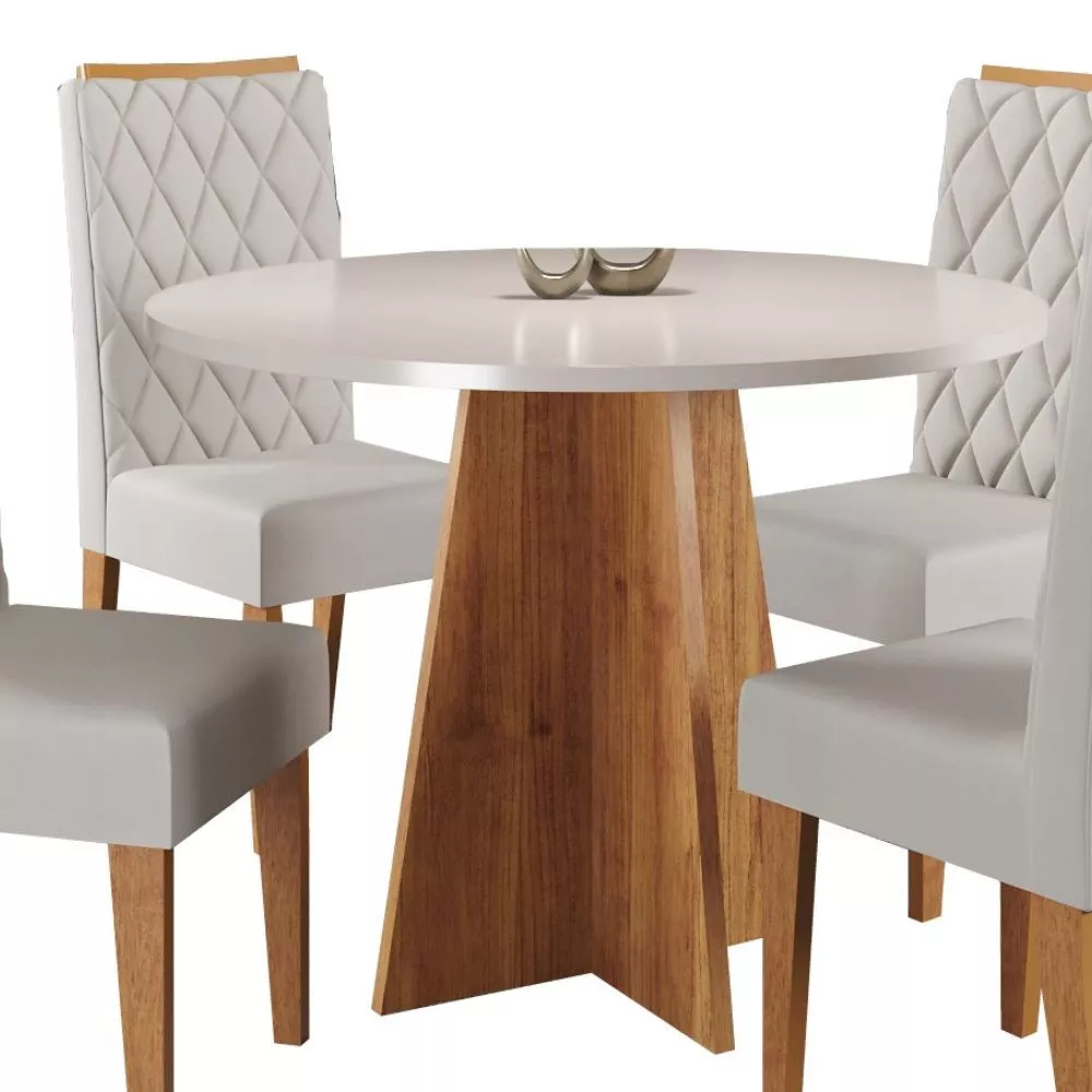Conjunto Sala de Jantar Mesa Columbia Com 4 Cadeiras Iza Viero