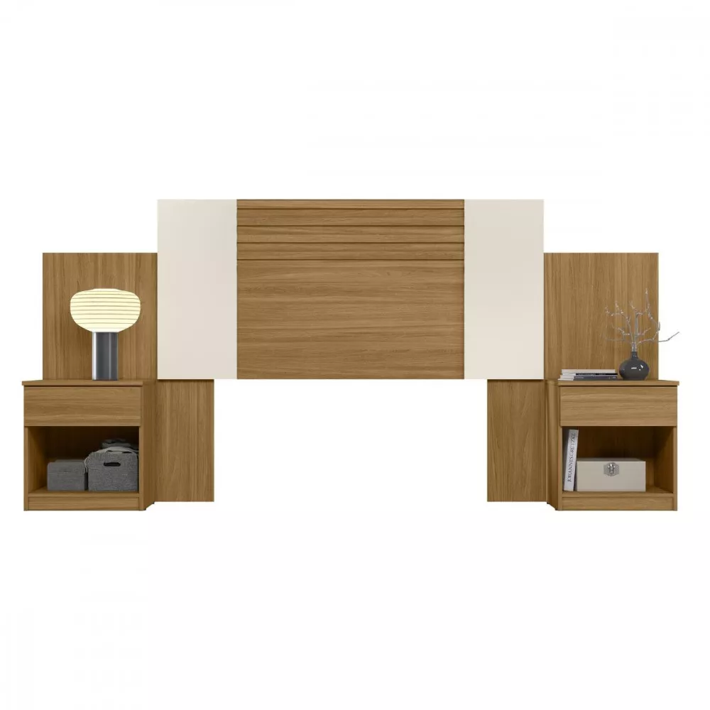 Cabeceira Araguaia Com Mesa de Cabeceira e 2 gavetas Flex Moval