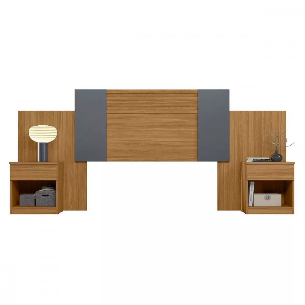 Image 4 of 9 of Cabeceira Araguaia Com Mesa de Cabeceira e 2 gavetas Flex Moval