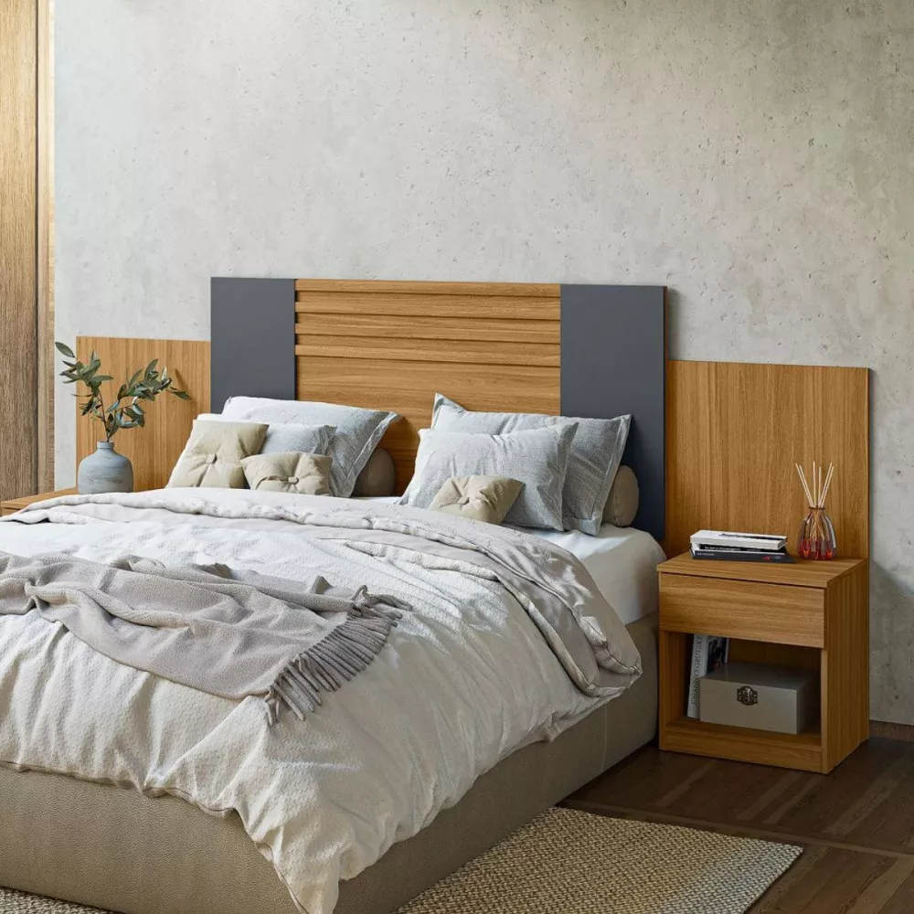 Image 5 of 9 of Cabeceira Araguaia Com Mesa de Cabeceira e 2 gavetas Flex Moval