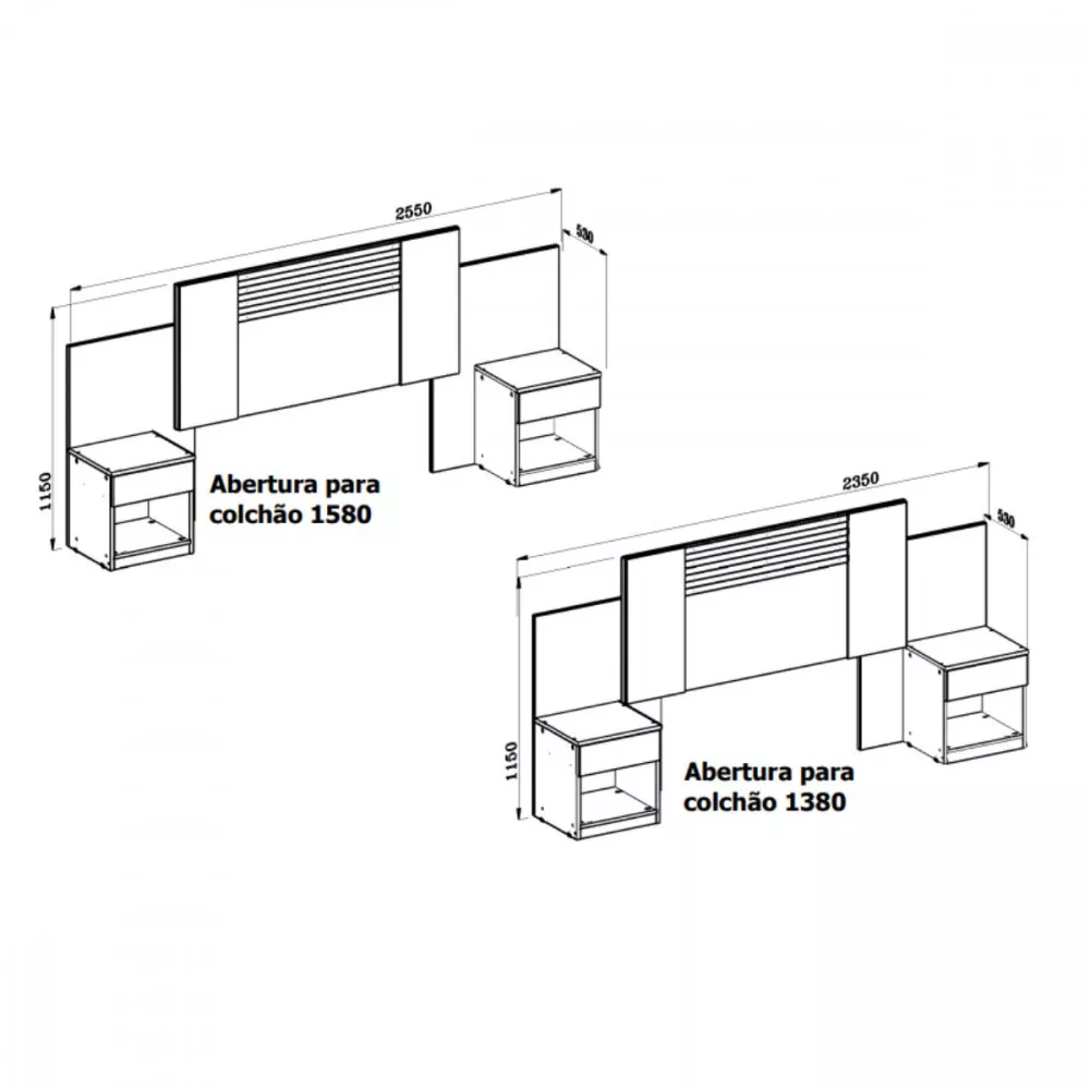 Imagem 8 de 9 de Cabeceira Araguaia Com Mesa de Cabeceira e 2 gavetas Flex Moval