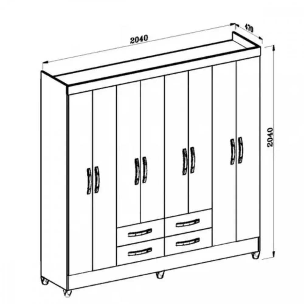 Image 6 of 7 of Guarda Roupa Casal 8 Portas 4 Gavetas Florida Moval Sem Espelho