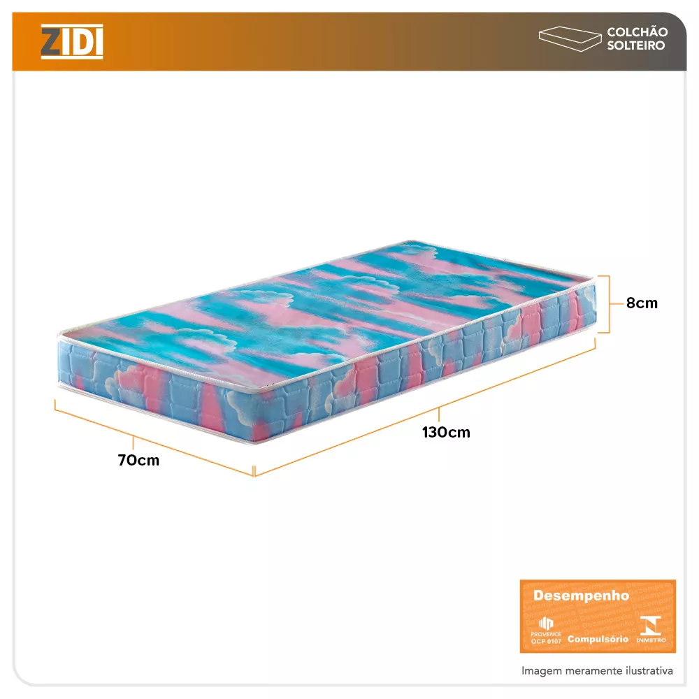 Colchão Berço Baby New York Espuma D18 Liso 70x130x8cm