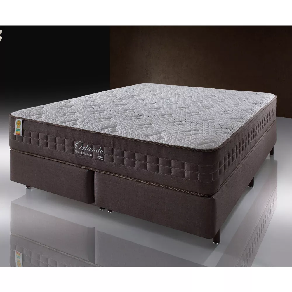 Cama Box Queen Marrom + Colchão Molas Ensacadas Orlando 158x198x67cm