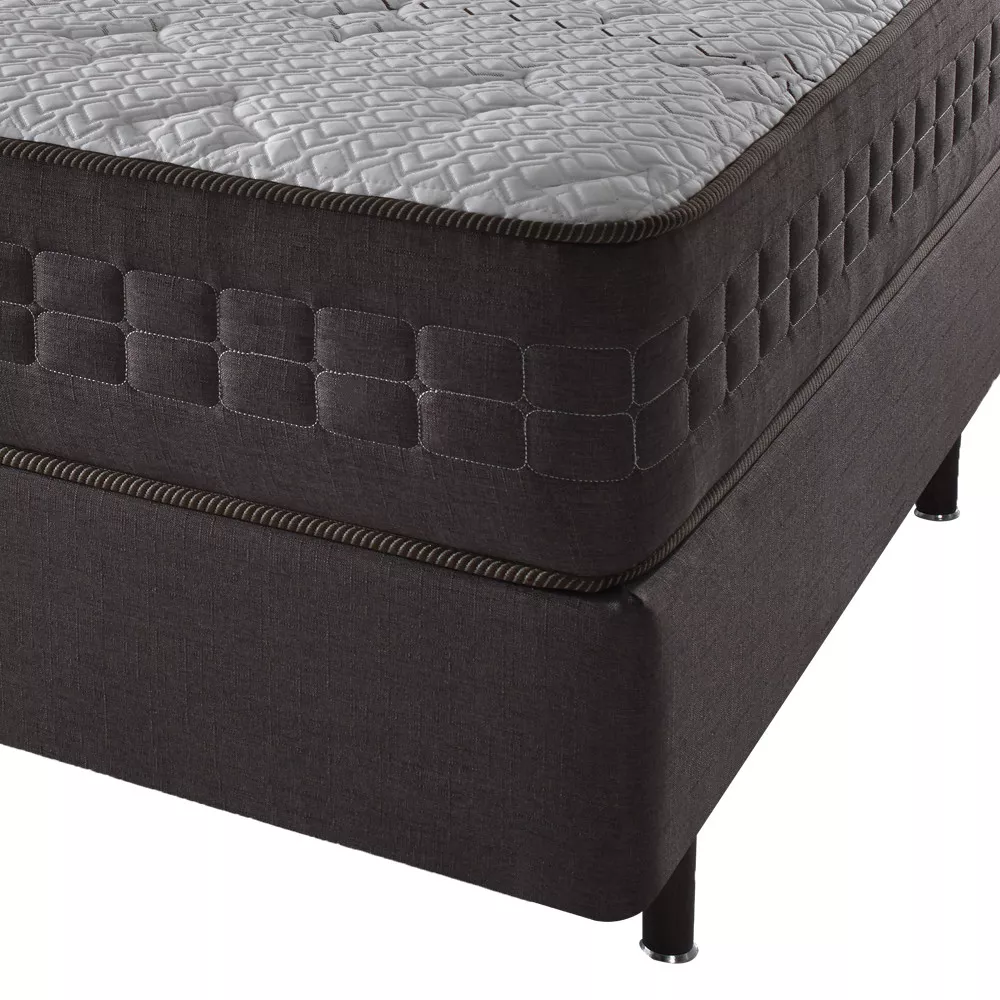 Cama Box Queen Marrom + Colchão Molas Ensacadas Orlando 158x198x67cm