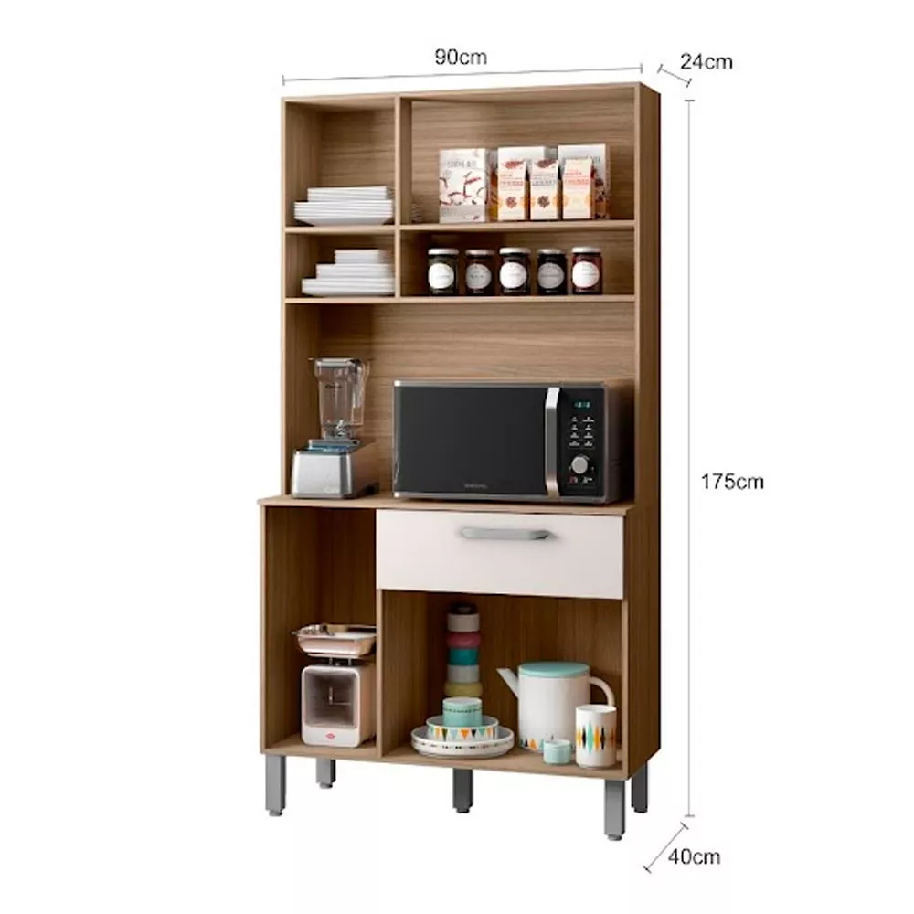 Kit Cozinha 6 Portas 1 Gaveta em MDF Sofia Poliman Móveis