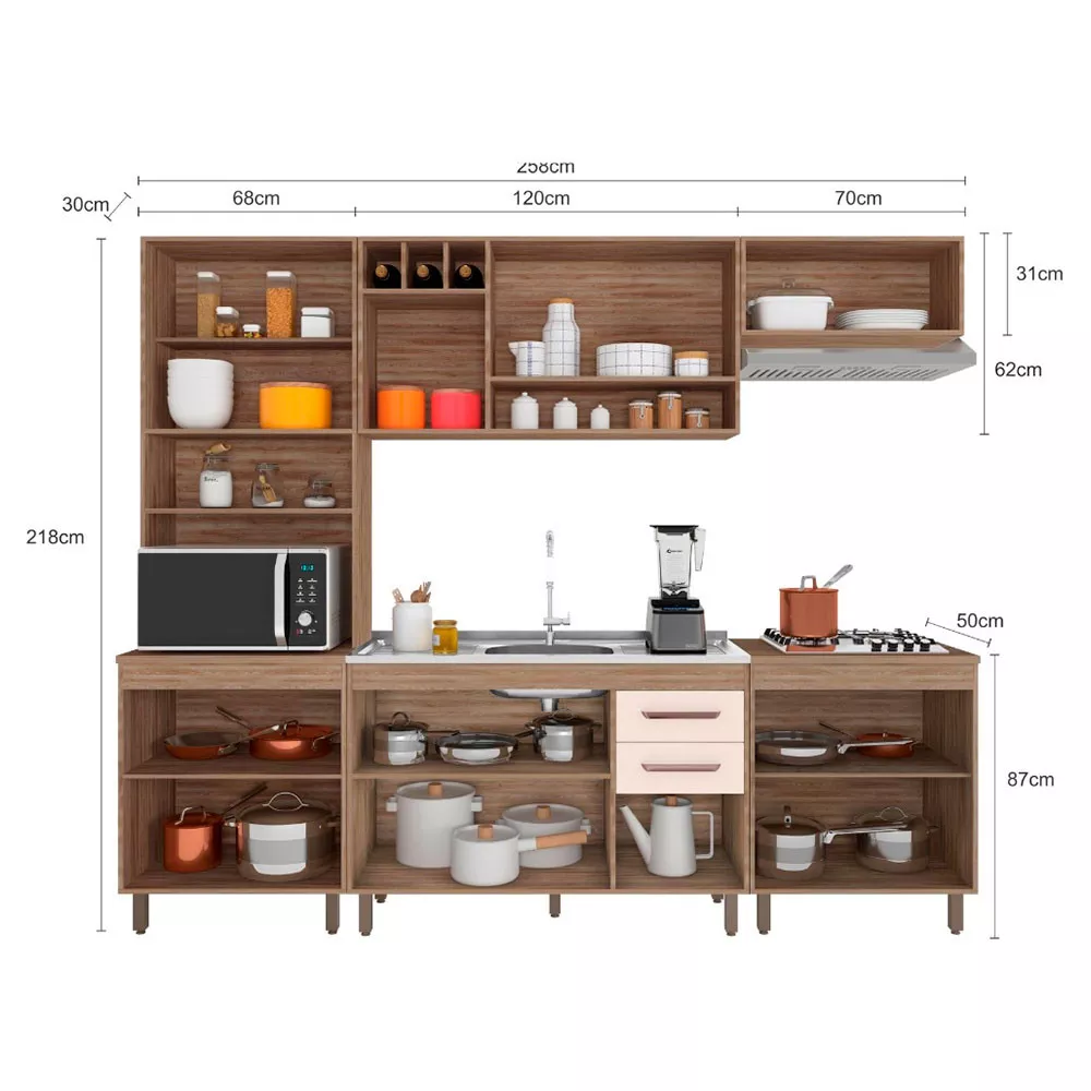 Cozinha Compacta 5 Peças Balcão Pia/Cuba Barcelona Poliman Móveis