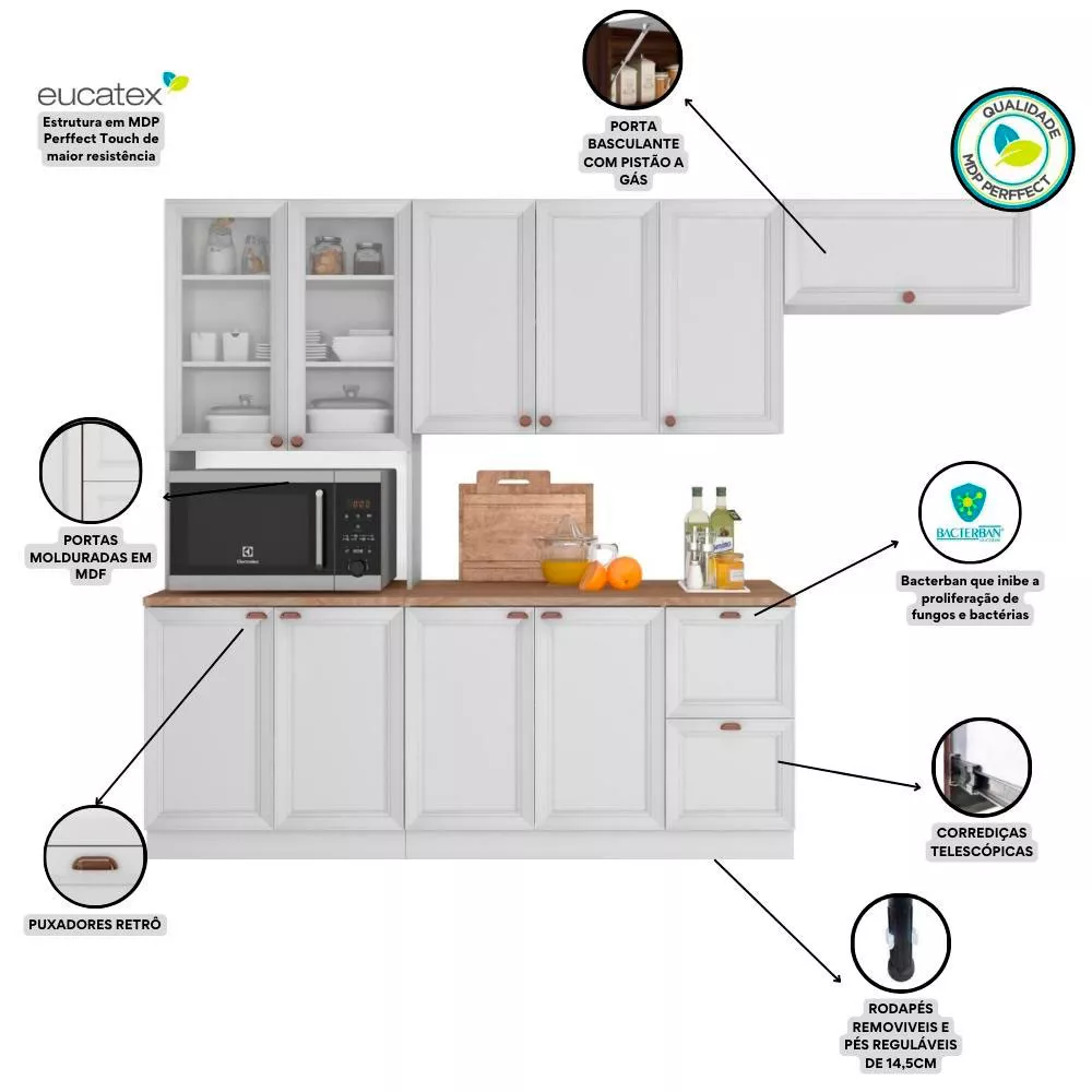 Cozinha Completa Unna 4 Peças 10 Portas 2 Gavetas Poliman Móveis