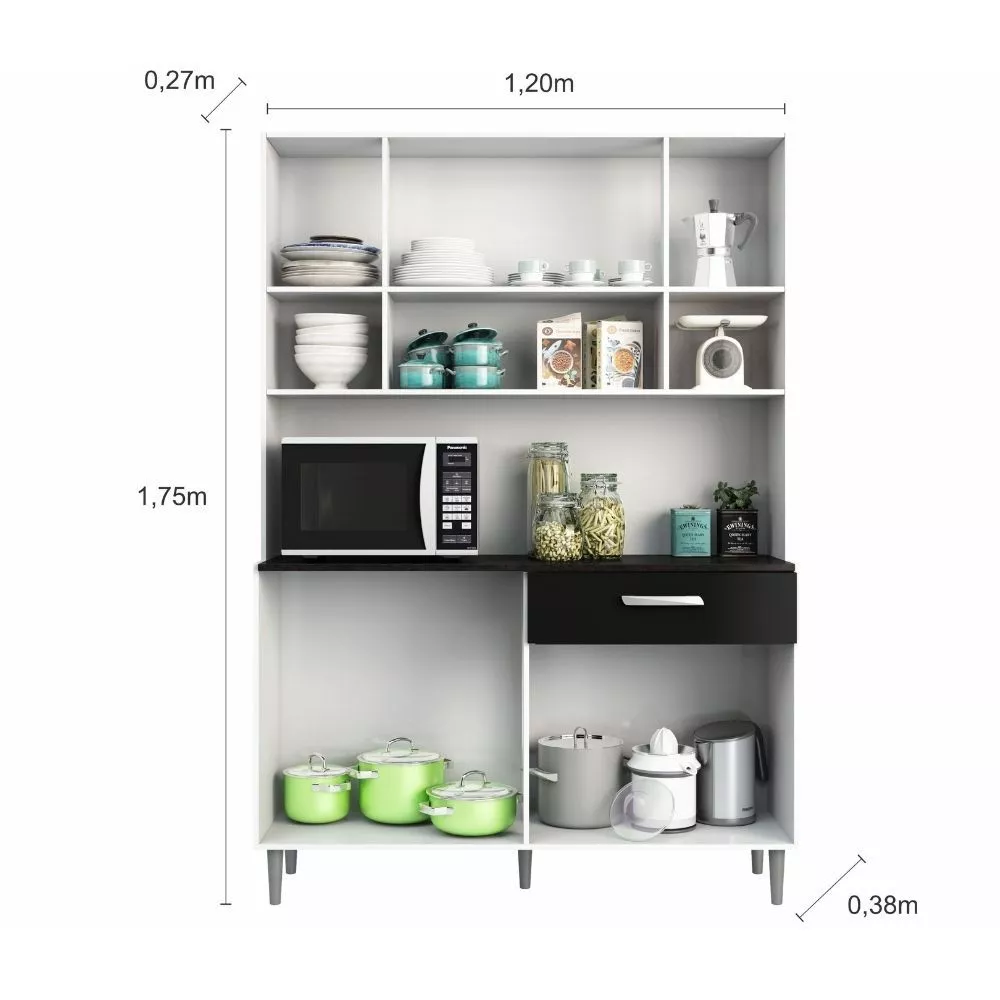 Kit Cozinha 8 Portas 1 Gaveta Gabi Poliman Móveis