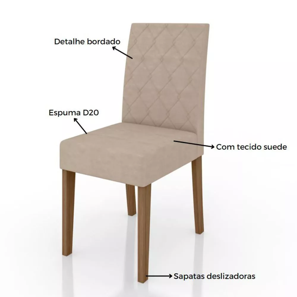 Conjunto Sala de Jantar Quadrada Mesa Helo 90cm e 04 Cadeiras Jade