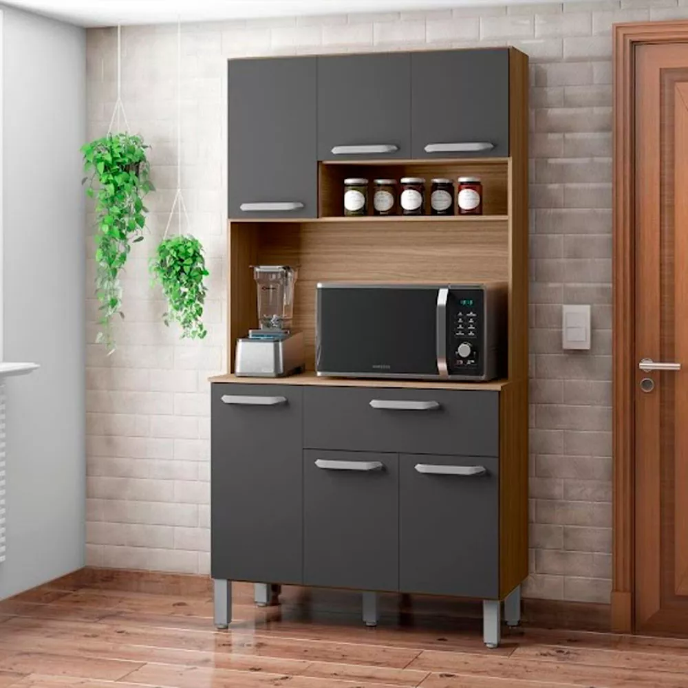 Kit Cozinha 6 Portas 1 Gaveta em MDF Sofia Poliman Móveis