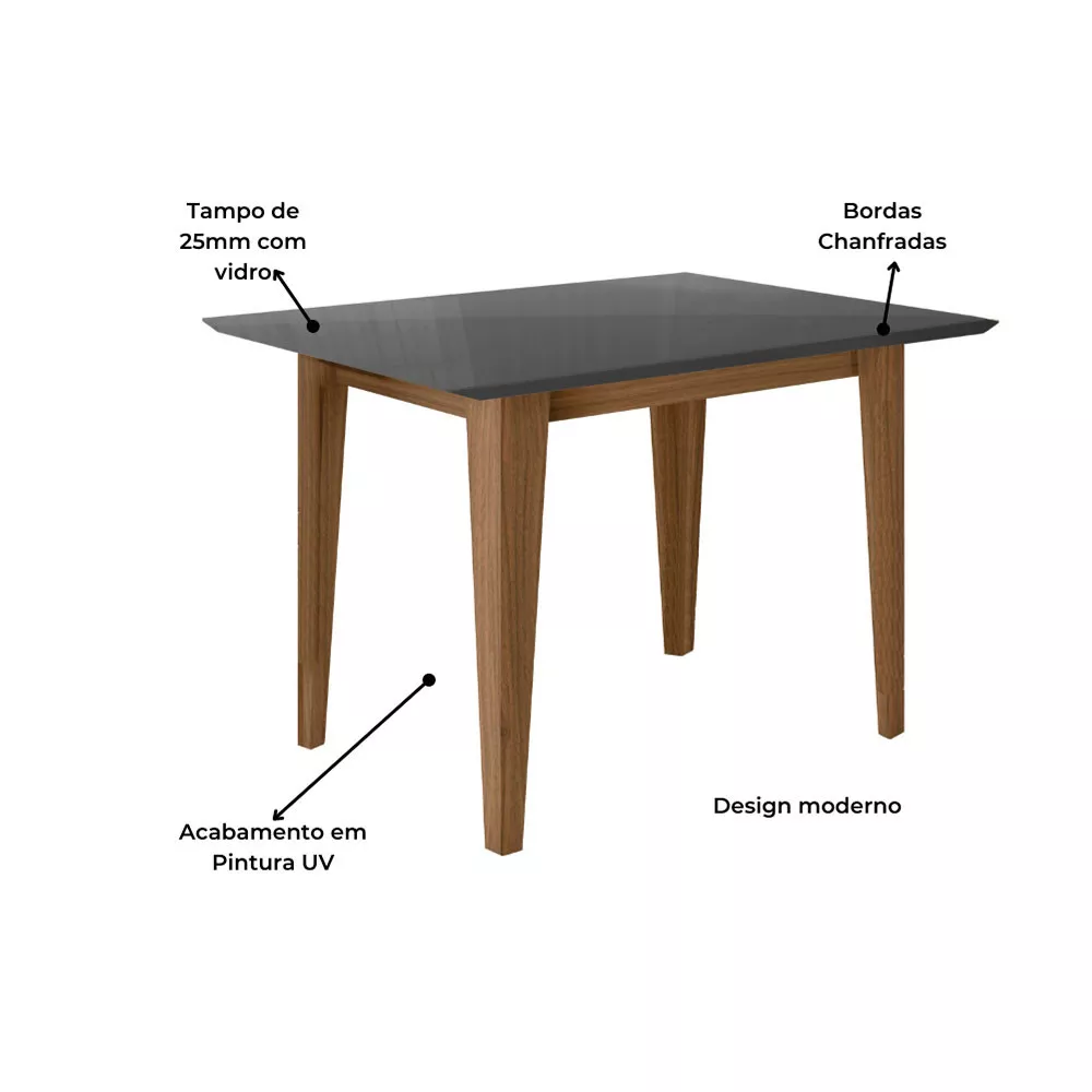 Mesa para Sala de Jantar 120cm Retangular Tampo Chanfrado Kate Poliman