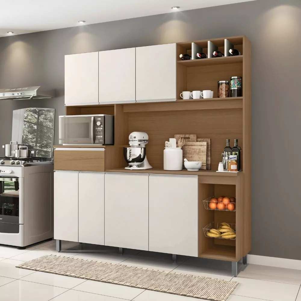 Kit Cozinha 7 Portas 1 Gaveta com Tampo Maria Poliman - Não Acompanha Cuba