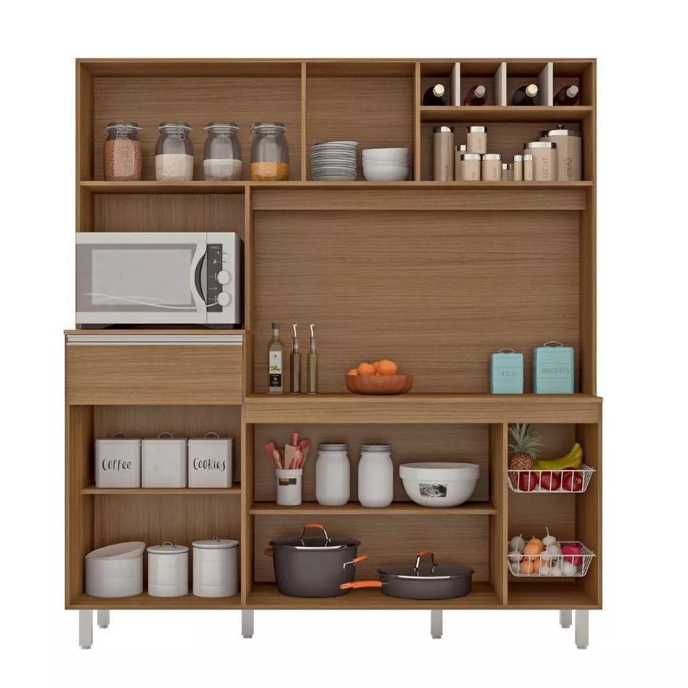 Kit Cozinha 7 Portas 1 Gaveta com Tampo Maria Poliman - Não Acompanha Cuba