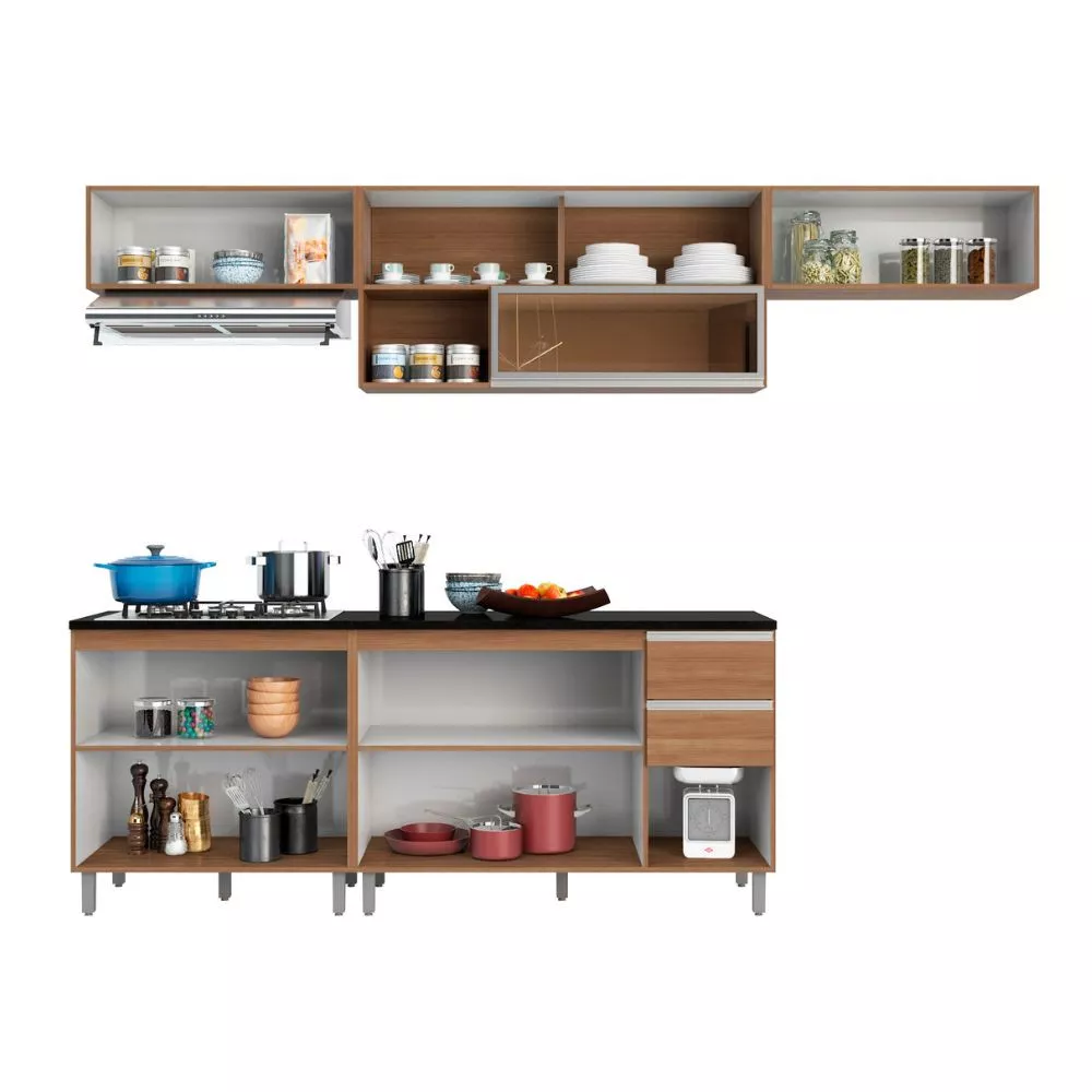 Cozinha Modulada Aérea 5 Peças 9 Portas 2 Gavetas Evidence