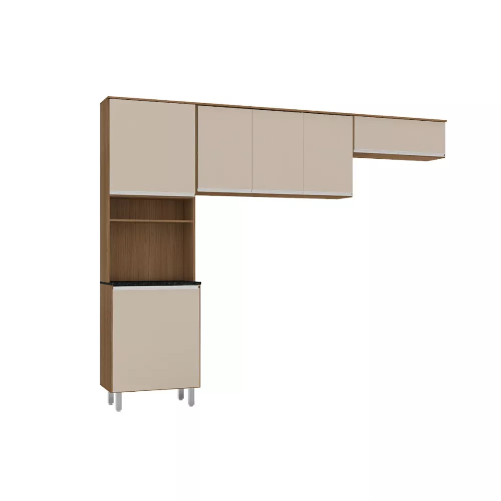 Cozinha Compacta Paneleiro e Aéreo 260 cm Paris Poliman