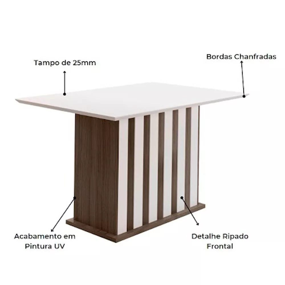 Image 2 of 7 of Conjunto Sala de Jantar Mesa com Tampo Chanfrado Amalia 4 Cadeiras Estofadas Jade Poliman