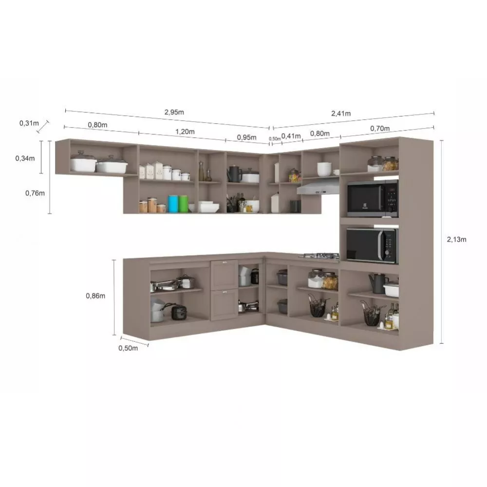 Cozinha Completa Unna 18 Portas 2 Gavetas Poliman Móveis