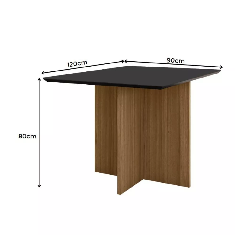 Image 1 of 2 of Mesa de Jantar Retangular Tampo Chanfrado sem vidro 120cm Helô Poliman Móveis