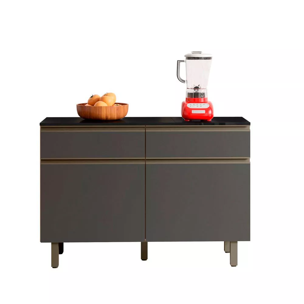 Balcão Cozinha com Tampo 120 cm 2 Portas 2 Gavetas Porto Poliman