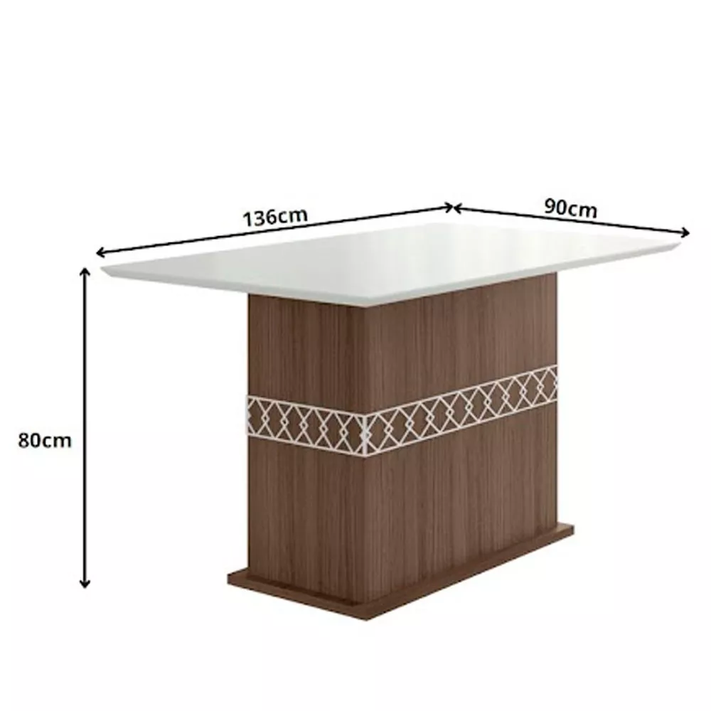 Conjunto Sala de Jantar Mesa com Tampo Chanfrado Agata 4 Cadeiras Estofadas Jade Poliman