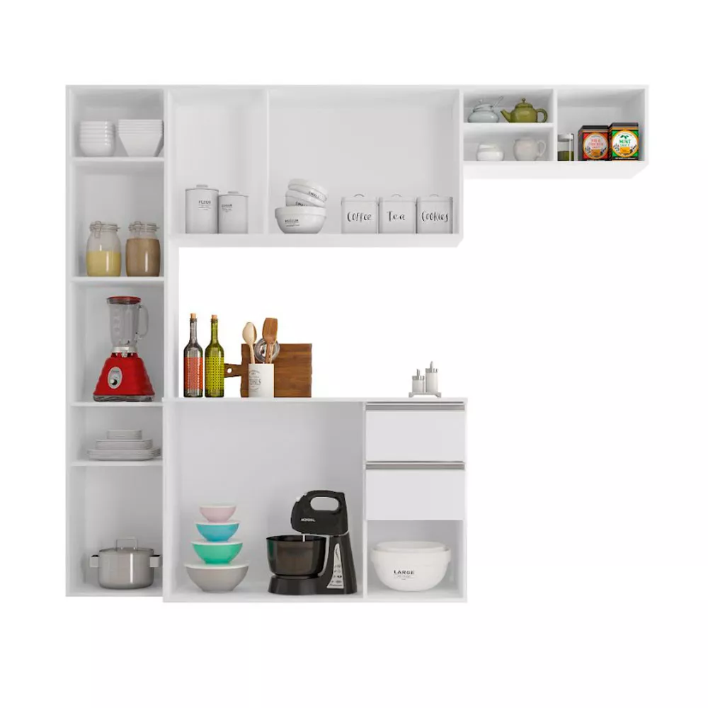 Cozinha Compacta Laura 8 Portas 2 Gavetas Poliman Móveis