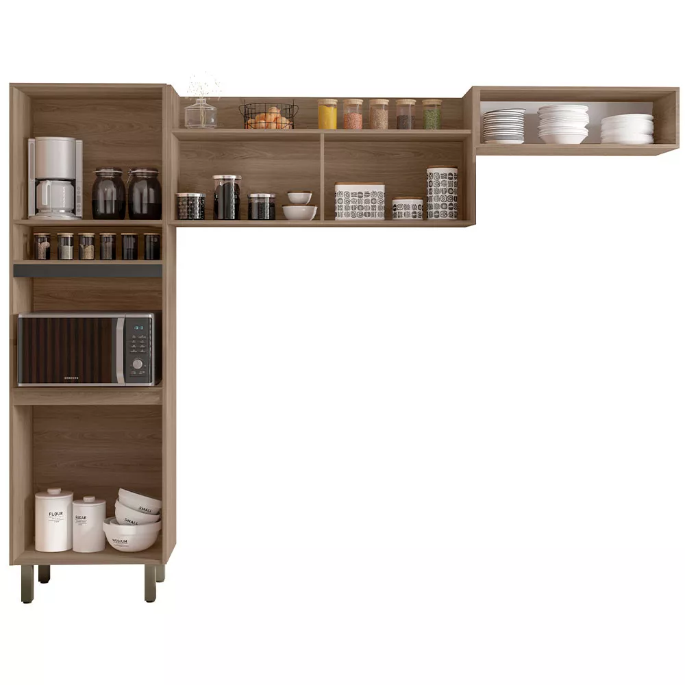 Cozinha Compacta Porto com Nicho Para Micro-ondas 5 portas Poliman Móveis