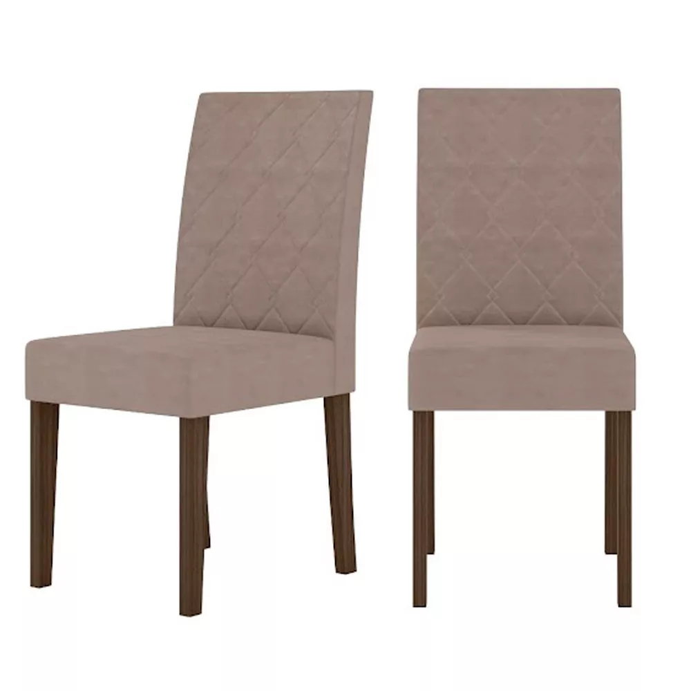 Conjunto Sala de Jantar Mesa com Tampo Chanfrado Amalia 6 Cadeiras Estofadas Jade Poliman