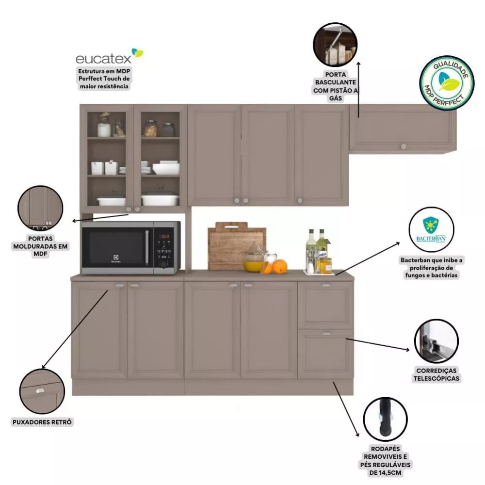 Cozinha Completa Unna 4 Peças 10 Portas 2 Gavetas Poliman Móveis