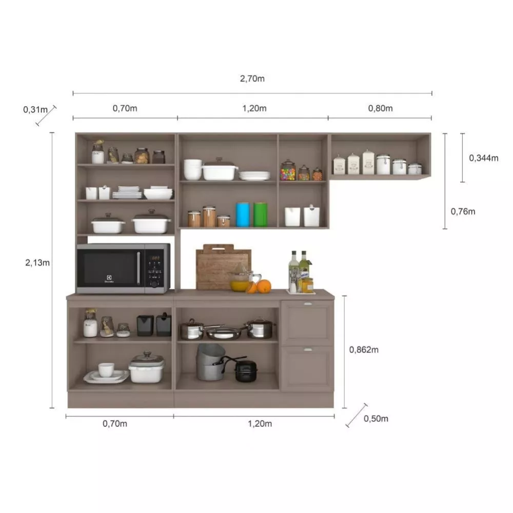 Cozinha Completa Unna 4 Peças 10 Portas 2 Gavetas Poliman Móveis