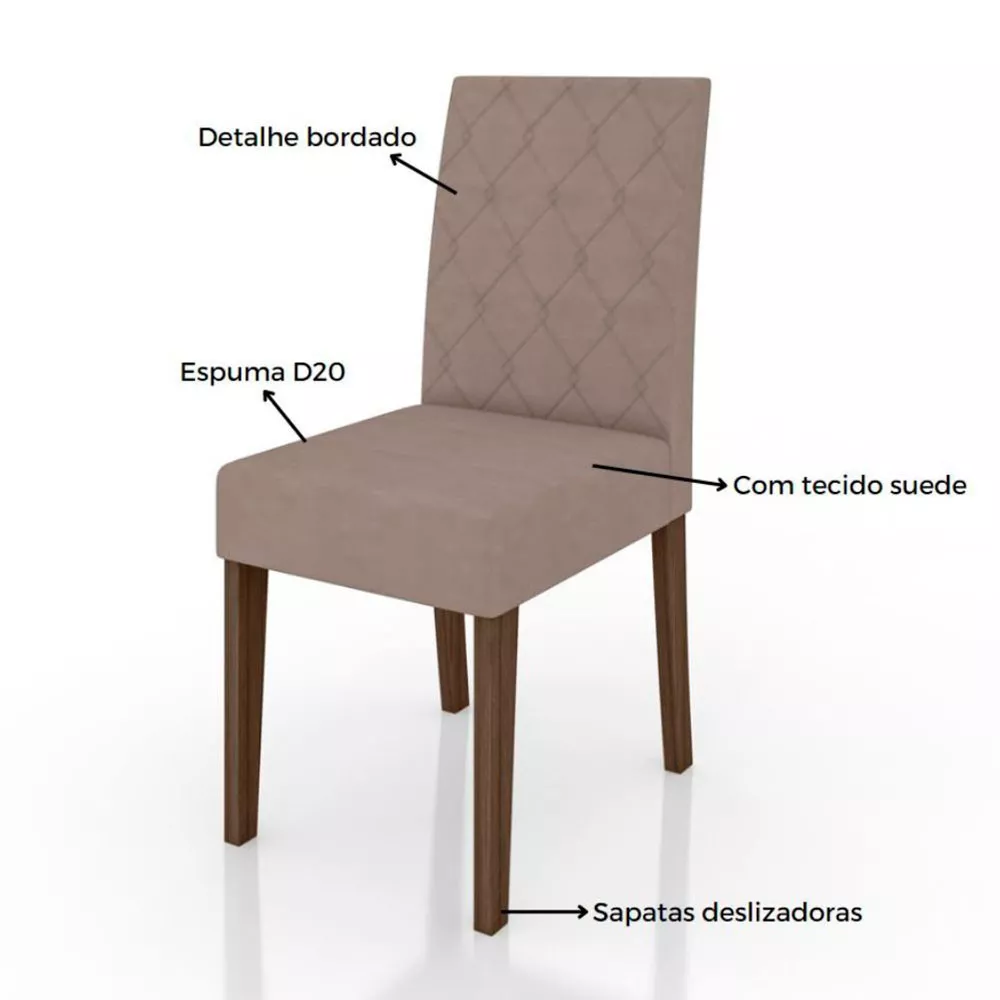 Imagem 8 de 10 de Conjunto Sala de Jantar Retangular Mesa Helo 120cm e 04 Cadeiras Jade Poliman Móveis